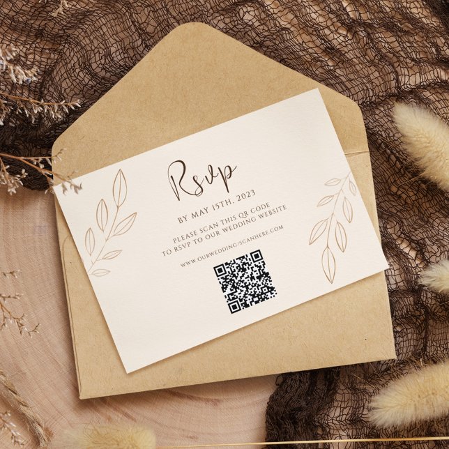 Burnt Orange Boho Wedding RSVP QR Code Card (Burnt Orange Boho Wedding RSVP QR Code)
