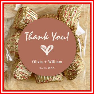 Burnt Orange Boho Wedding Thank You Classic Round Sticker