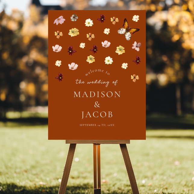 Burnt Orange Boho Wildflower Wedding Welcome  Poster (Creator Uploaded)