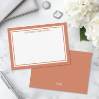 Burnt Orange Border Minimalist Name Monogram