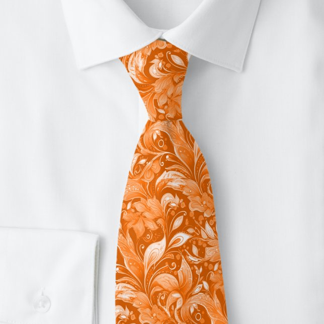 Burnt Orange Botanical Batik Tie (Creator Uploaded)