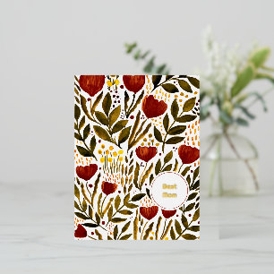 Burnt Orange Botanical Best mum Mother's day Foil Holiday Postcard