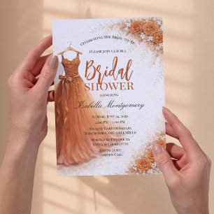 Burnt Orange Bridesmaid Dress Bridal Shower Invitation