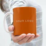 Burnt orange business logo rectangular coffee mug<br><div class="desc">A trendy burnt orange background colour.  Personalise and add your rectangular business logo,  
You can change the background colour to match your brand.</div>
