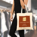 Burnt orange business logo tote bag<br><div class="desc">A trendy burnt orange,  dusty earth coloured background.  Personalise and add your business,  company logo,  name and contact information.
Back: no design (less expensive)  It's possible to copy the front design to the back.</div>