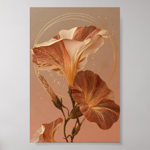 Burnt Orange Calla Lily Botanical Illustration Poster
