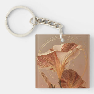 Burnt Orange Calla Lily Botanical Key Ring