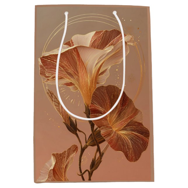Burnt Orange Calla Lily Botanical Medium Gift Bag (Front)