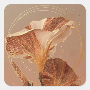 Burnt Orange Calla Lily Botanical Square Sticker