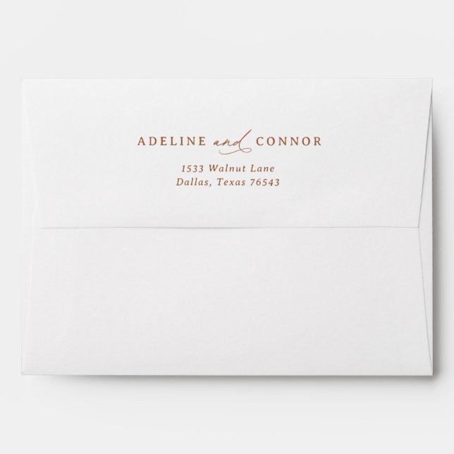 Burnt Orange Calligraphy Addressed Wedding Envelope (Back (Top Flap))