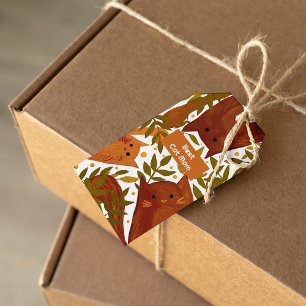 Burnt orange cat and branches Best cat mum Gift Tags