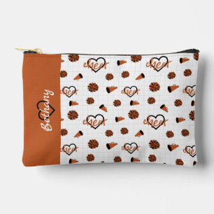 Burnt Orange Cheer Hearts, Pom Poms, Megaphone Accessory Pouch