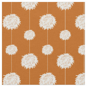 Burnt Orange Cheerleader Pom Pom Pattern Fabric