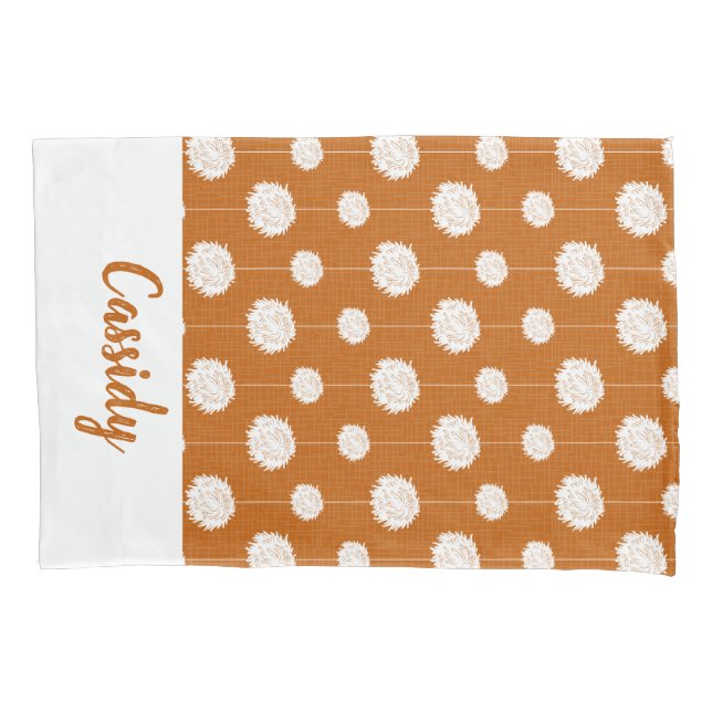 Burnt Orange Cheerleader Pom Pom Pattern Pillowcase (Front)