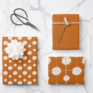 Burnt Orange Cheerleader Pom Pom Pattern Wrapping Paper Sheet