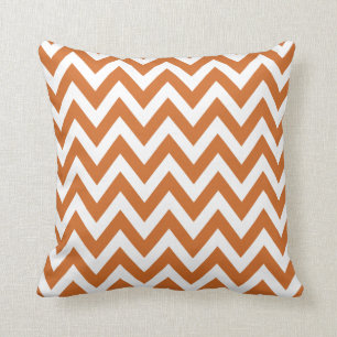 Burnt Orange Chevron Zigzag Pattern Cushion
