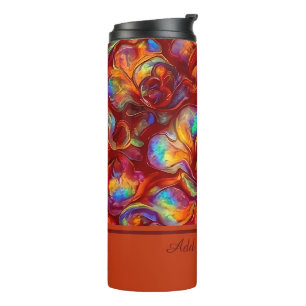 Burnt Orange Chic Faux Opal Thermal Tumbler