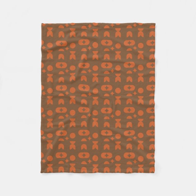 Burnt Orange & Cocoa Brown Abstract Geometric  Fleece Blanket (Front)