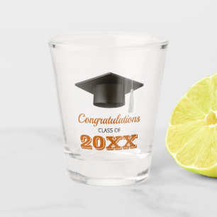Burnt Orange Congratulations College Graduate Shot Glass