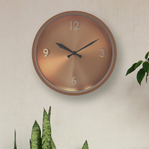 Burnt Orange Copper Coloured Round Wall Clock