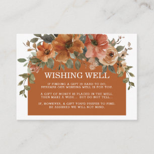 Burnt Orange Copper Floral Wedding Wishing Well Enclosure Card