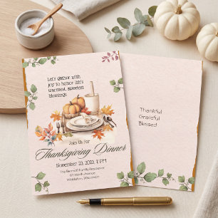 Burnt Orange Cottagecore Pumpkin Thanksgiving Invitation