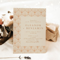 Burnt Orange Cream Art Deco Fan Wedding Elegant