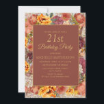 Burnt Orange Cream Rust Floral 21st Birthday Invitation<br><div class="desc">Pretty burnt orange,  rust,  and cream-coloured watercolor floral women's 21st birthday party invitation.  Contact me for help with customisation or to request matching or coordinating Zazzle products</div>