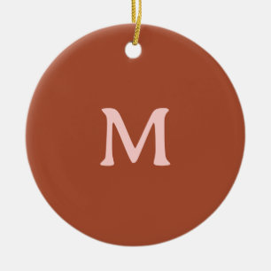 Burnt Orange Custom Monogram Ceramic Tree Decoration