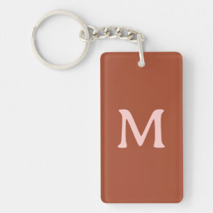 Burnt Orange Custom Monogram Key Ring