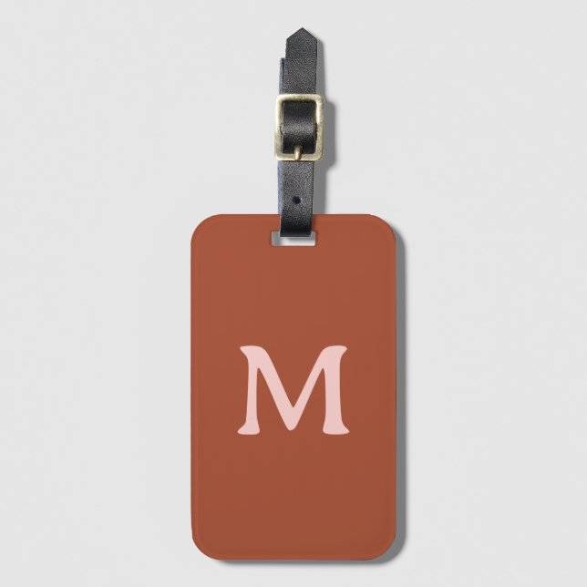 Burnt Orange Custom Monogram  Luggage Tag (Front Vertical)