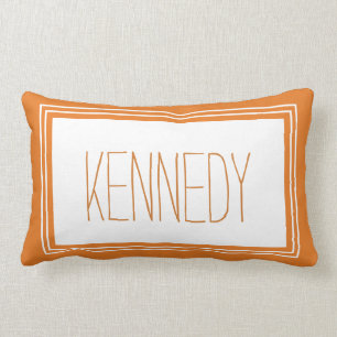Burnt Orange Custom Monogram Name Keepsake Lumbar Cushion