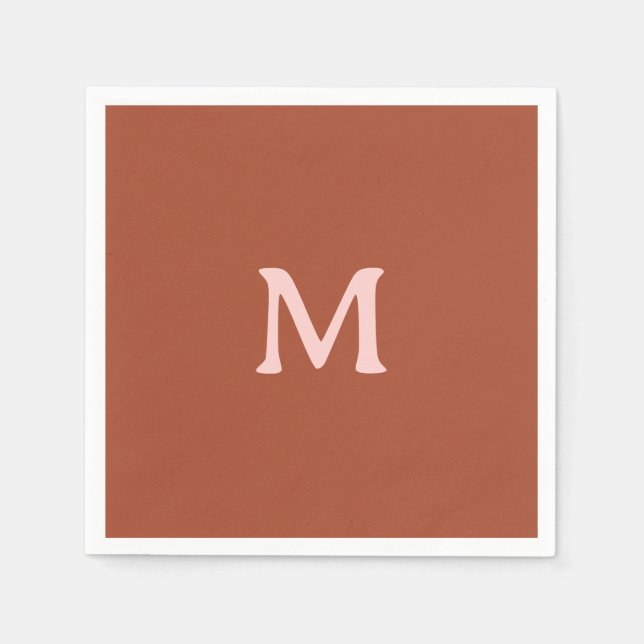 Burnt Orange Custom Monogram  Napkin (Front)
