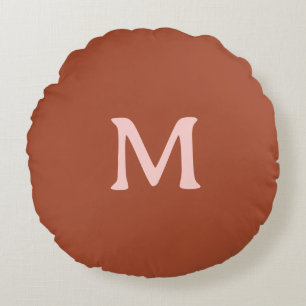 Burnt Orange Custom Monogram Round Cushion