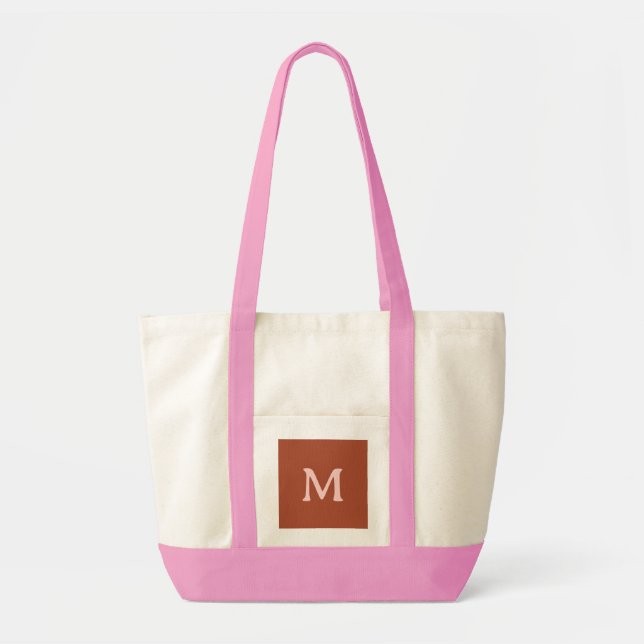 Burnt Orange Custom Monogram  Tote Bag (Front)