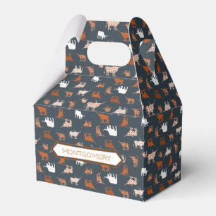 Burnt Orange & Dark Grey Patterned Longhorns Favour Box