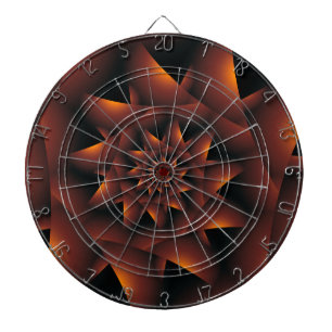 Burnt Orange Dark Spiral Fractal Dart Board