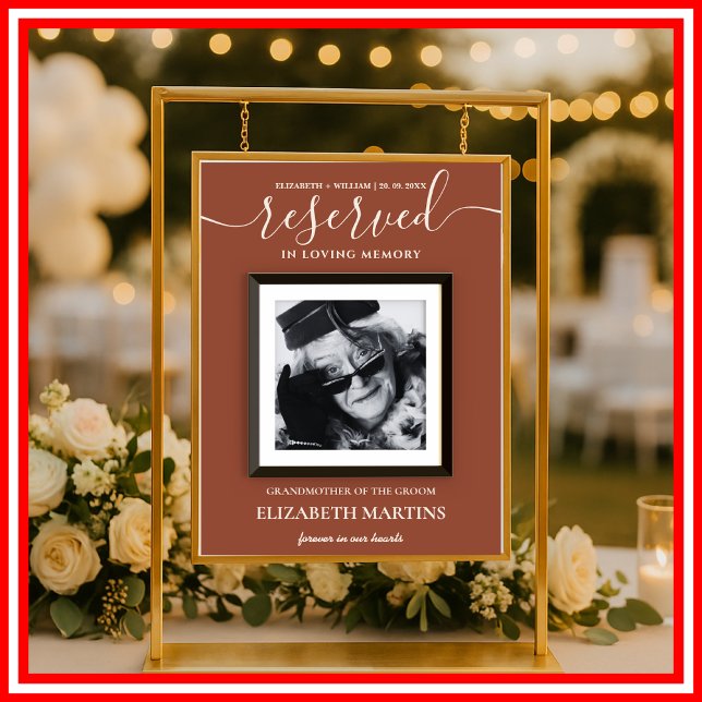 Burnt Orange Deceased Reserved Seat Wedding Sign  (Creator Uploaded)