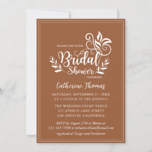 Burnt Orange Decorative Wedding Calligraphy Invitation