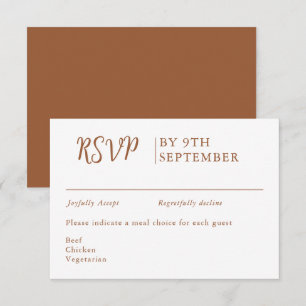 Burnt Orange Decorative Wedding Calligraphy  RSVP Card
