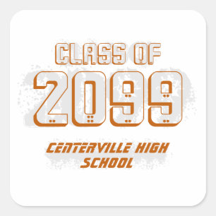Burnt Orange Distressed Modern Class of Square Sticker