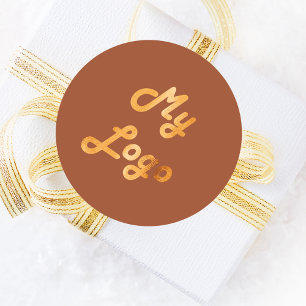 Burnt orange dusty earth business logo classic round sticker