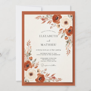 Burnt Orange Earthy Botanical Wedding Invitation