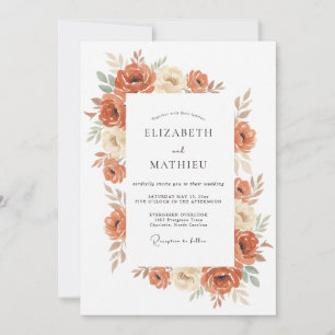 Burnt Orange Earthy Rustic Wedding Invitation