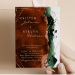 Burnt Orange & Emerald Green Wedding Invitation<br><div class="desc">Stunning emerald green and terracotta watercolor invitation accented with a gold geometric frame. This elegant wedding invite with hand written script calligraphy will be sure to wow your guests!</div>