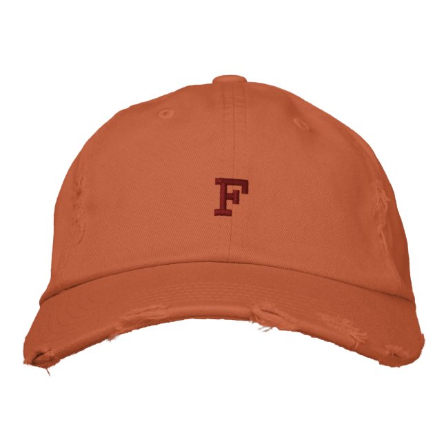 Burnt Orange F Initial Everyday Adventure-Hat Mono Embroidered Hat (Front)