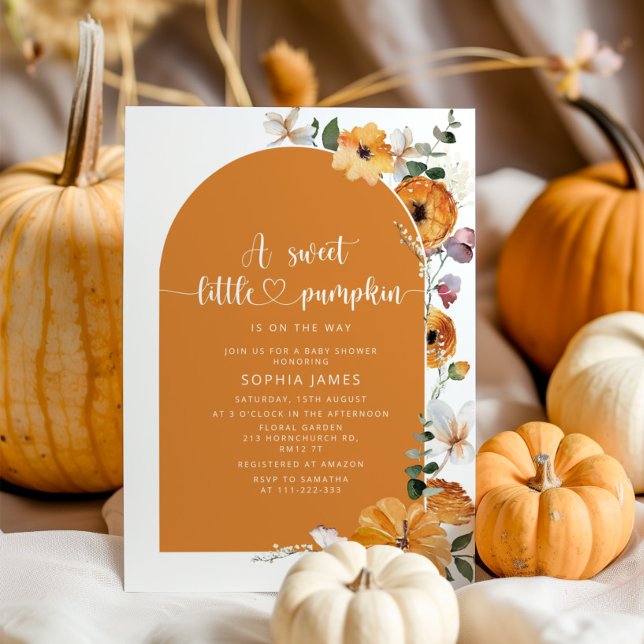 Burnt orange Fall arch pumpkin baby shower  Invitation (Creator Uploaded)