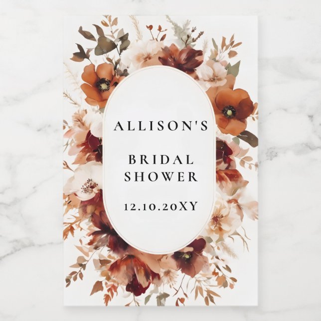 Burnt Orange Fall Bridal Shower Label (Single Label)