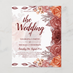 Burnt Orange FALL Floral Botanical WEDDING Flyer