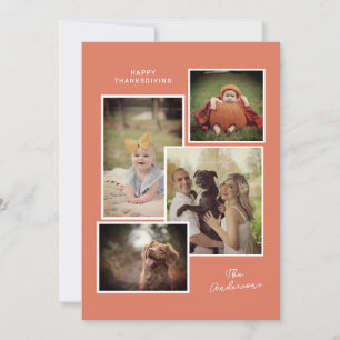 Burnt Orange Family Photo Collage Thanksgiving  Holiday Card